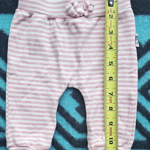 Emily & Oliver Rabbit Bear Girls Organic Cotton Striped Pull On Pants 0-3 Months - Picture 2 of 4